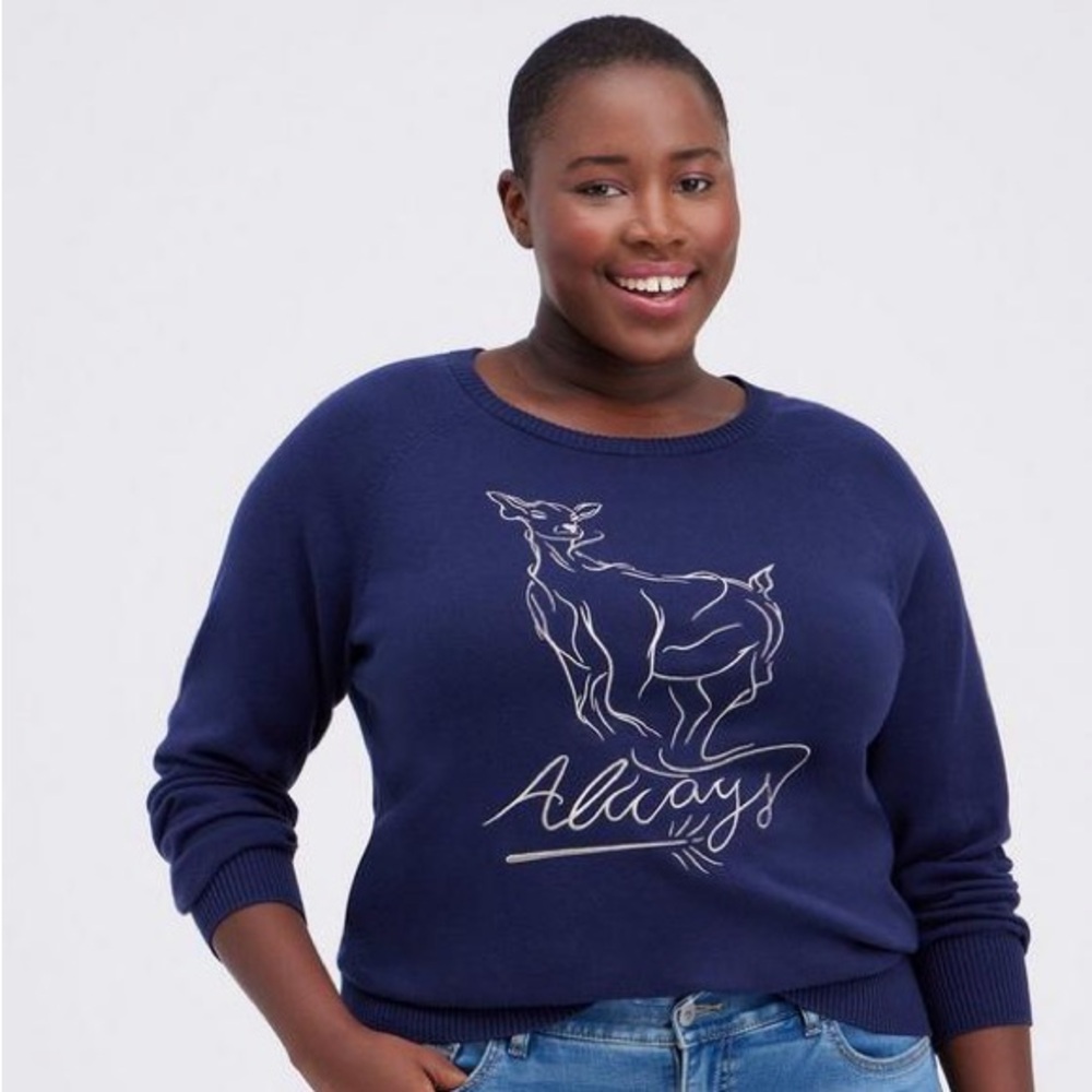 Torrid Harry Potter Always Pullover Peacoat Sweater - Picture 2 of 7